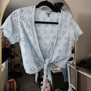 Charlotte Russe Baby Blue Eyelet Blouse